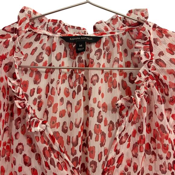 Banana Republic Pink Animal Print Peasant Style Blouse M - Picture 4 of 6